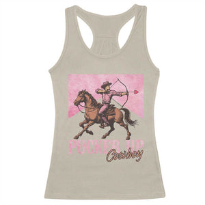 Funny Valentine's Day Western Cowboy Racerback Tank Top Pucker Up Cowboy Cupid TS11 Sand Print Your Wear