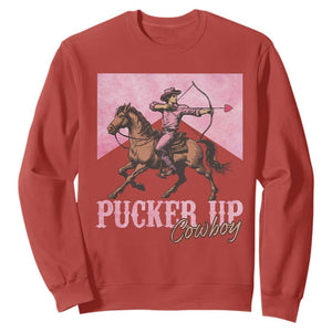 Funny Valentine's Day Western Cowboy Sweatshirt Pucker Up Cowboy Cupid TS11 Red Print Your Wear