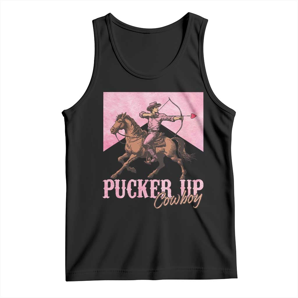 Funny Valentine's Day Western Cowboy Tank Top Pucker Up Cowboy Cupid TS11 Black Print Your Wear