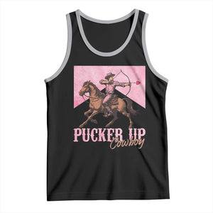 Funny Valentine's Day Western Cowboy Tank Top Pucker Up Cowboy Cupid TS11 Black Athletic Heather Print Your Wear