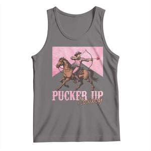 Funny Valentine's Day Western Cowboy Tank Top Pucker Up Cowboy Cupid TS11 Deep Heather Print Your Wear