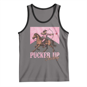 Funny Valentine's Day Western Cowboy Tank Top Pucker Up Cowboy Cupid TS11 Deep Heather Black Print Your Wear