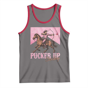Funny Valentine's Day Western Cowboy Tank Top Pucker Up Cowboy Cupid TS11 Deep Heather Red Print Your Wear