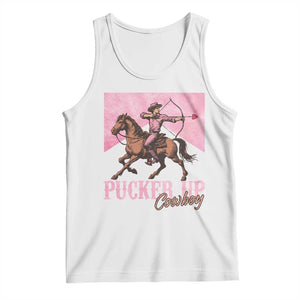 Funny Valentine's Day Western Cowboy Tank Top Pucker Up Cowboy Cupid TS11 White Print Your Wear
