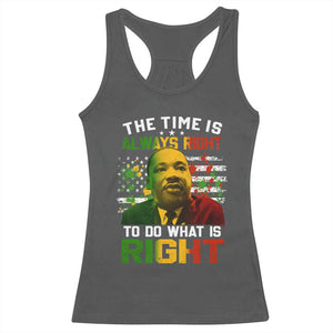 MLK Quotes The Time Is Always Right To Do What Is Right Racerback Tank Top Martin Luther King Vintage American Flag TS11 Dark Heather Print Your Wear