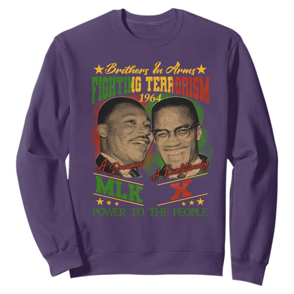 Martin Luther King And Malcolm X Sweatshirt Brothers In Arms Fighting Terrorism 1964 Black History TS11 Purple Print Your Wear