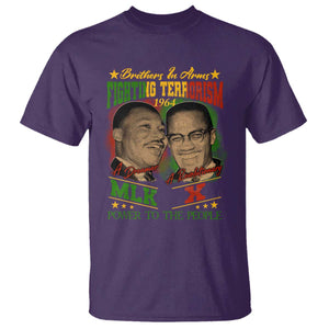 Martin Luther King And Malcolm X T Shirt Brothers In Arms Fighting Terrorism 1964 Black History TS11 Purple Print Your Wear