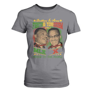 Martin Luther King And Malcolm X T Shirt For Women Brothers In Arms Fighting Terrorism 1964 Black History TS11 Charcoal Print Your Wear