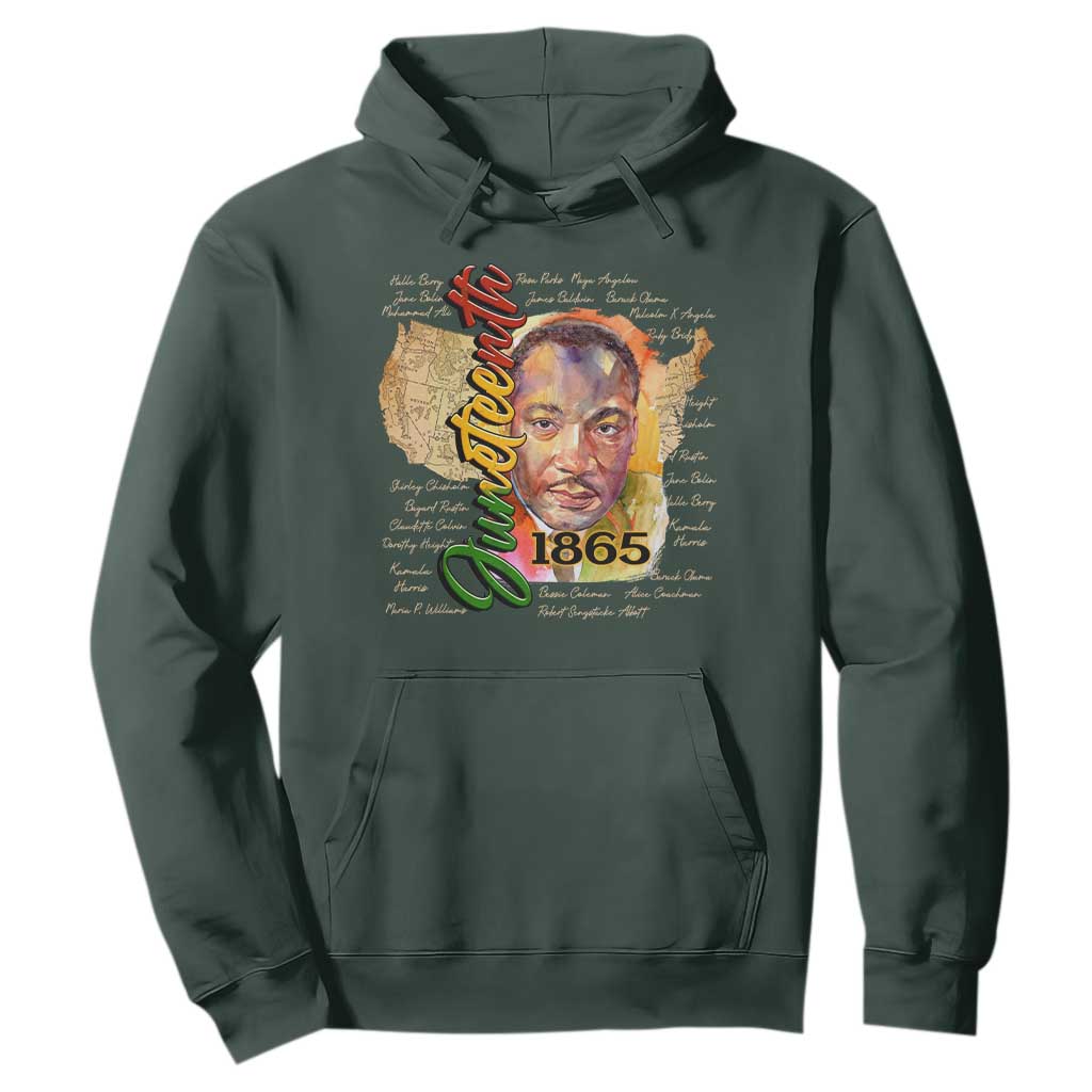 Juneteenth 1865 Hoodie Black Leaders African American Heritage TS11 Dark Forest Green Print Your Wear