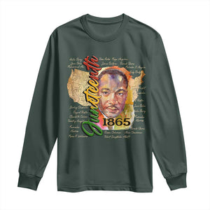 Juneteenth 1865 Long Sleeve Shirt Black Leaders African American Heritage TS11 Dark Forest Green Print Your Wear