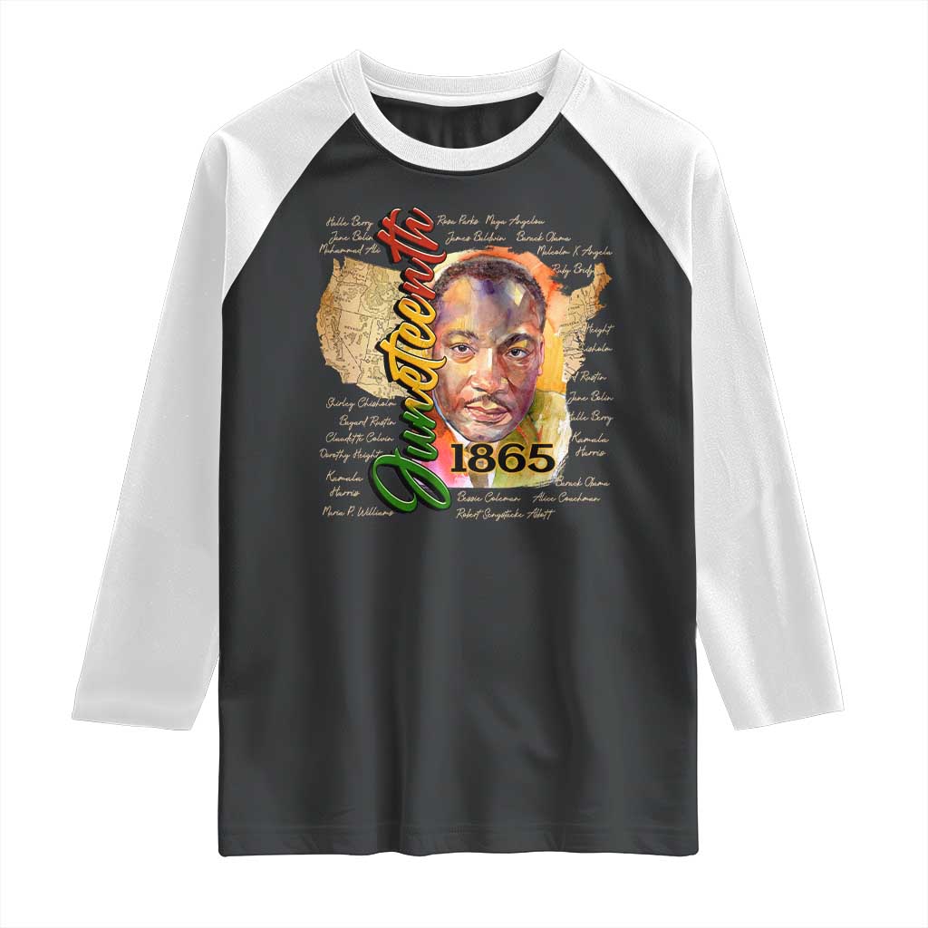 Juneteenth 1865 Raglan Shirt Black Leaders African American Heritage TS11 Black White Print Your Wear
