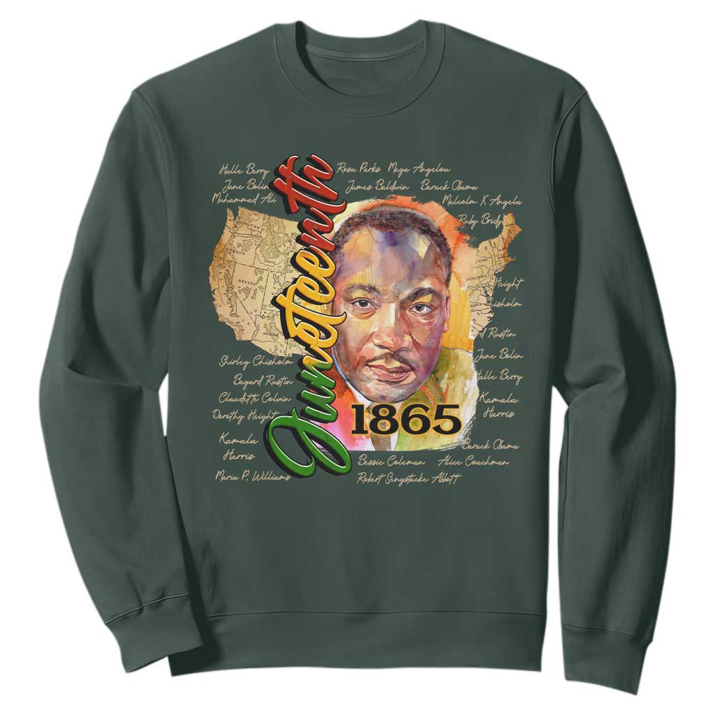 Juneteenth 1865 Sweatshirt Black Leaders African American Heritage TS11 Dark Forest Green Print Your Wear