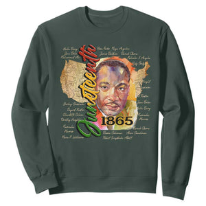 Juneteenth 1865 Sweatshirt Black Leaders African American Heritage TS11 Dark Forest Green Print Your Wear