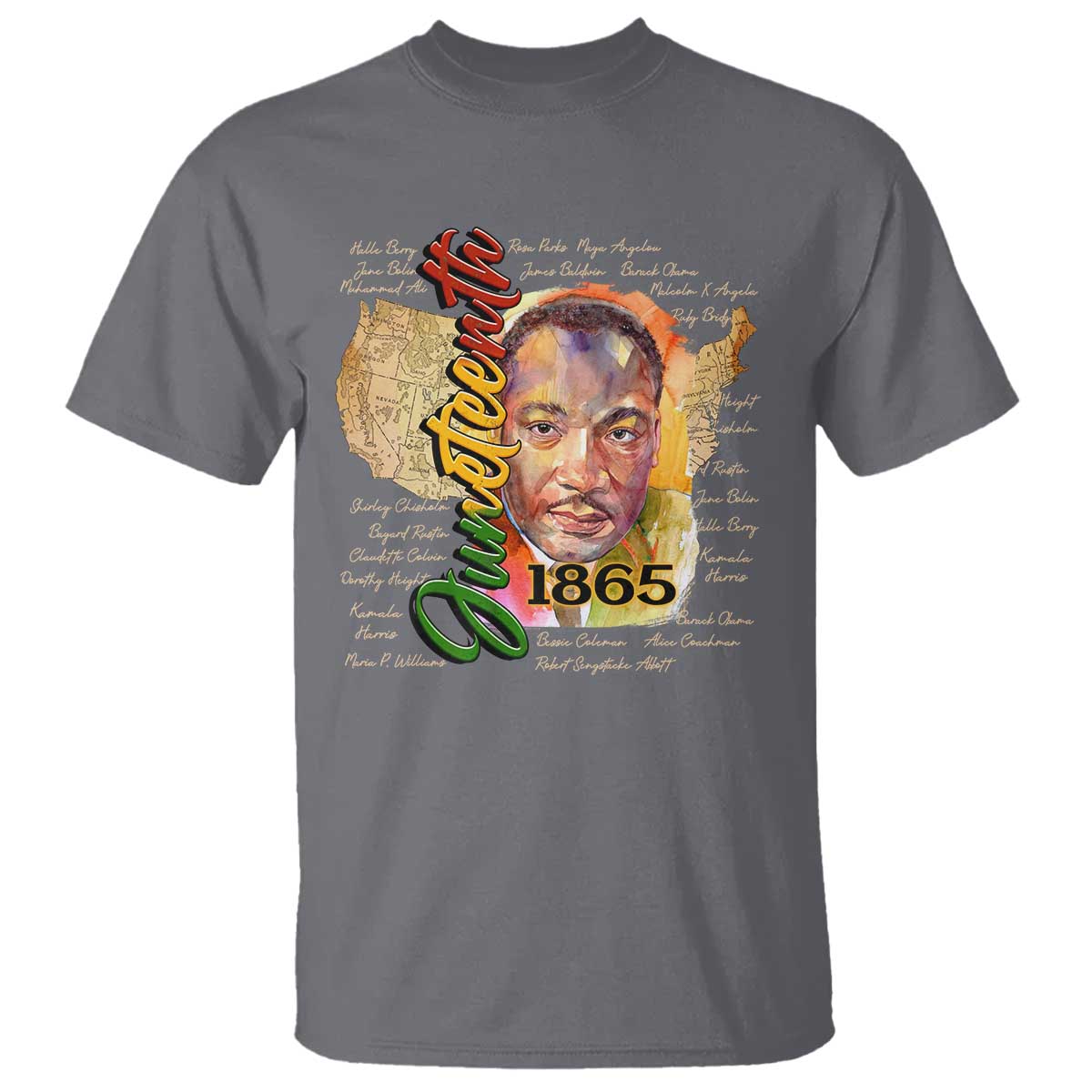 Juneteenth 1865 T Shirt Black Leaders African American Heritage TS11 Charcoal Print Your Wear