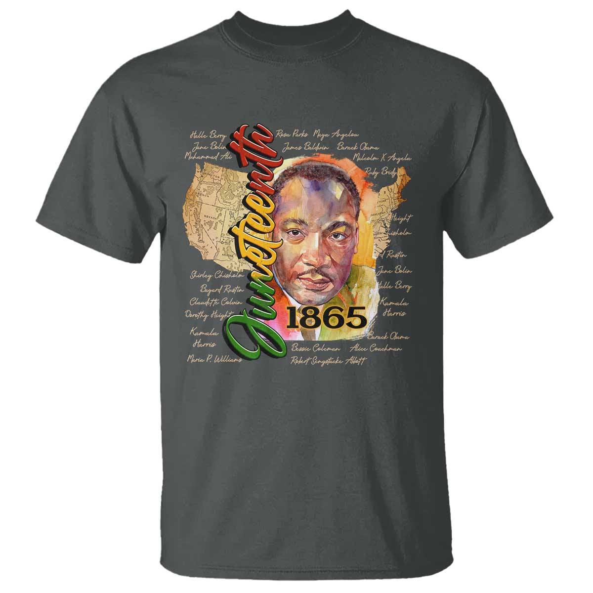 Juneteenth 1865 T Shirt Black Leaders African American Heritage TS11 Dark Heather Print Your Wear