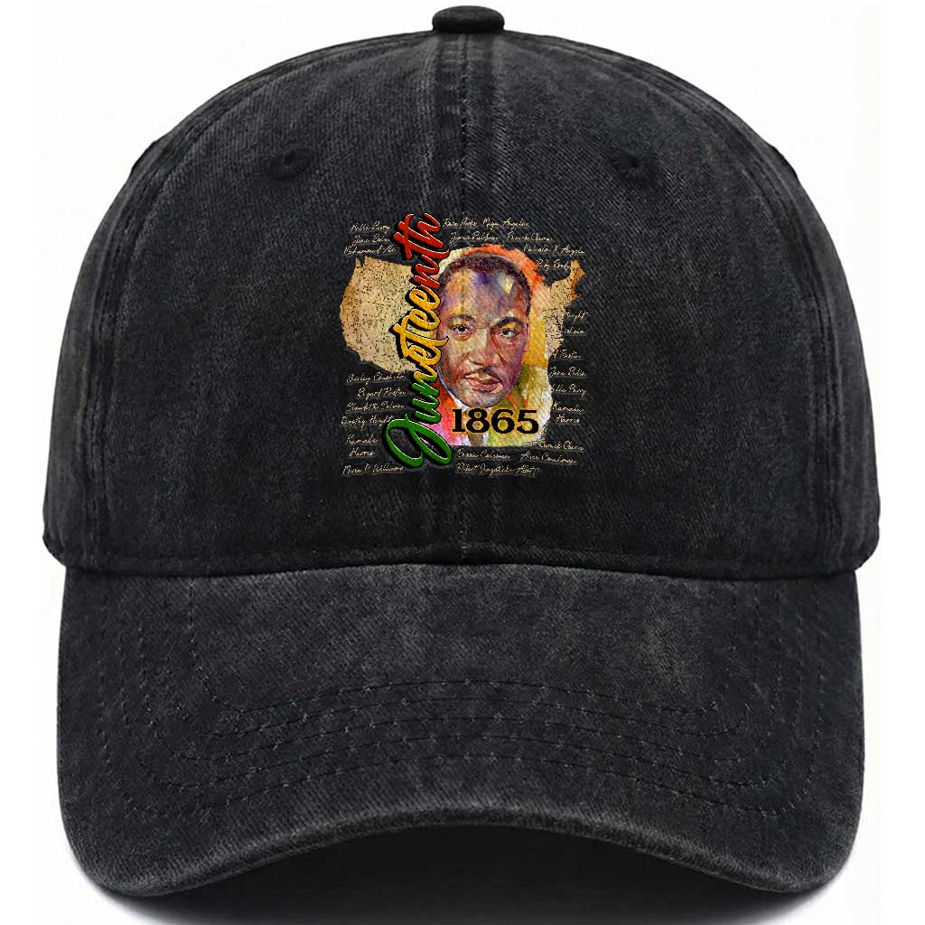 Juneteenth 1865 Washed Cotton Baseball Cap Black Leaders African American Heritage