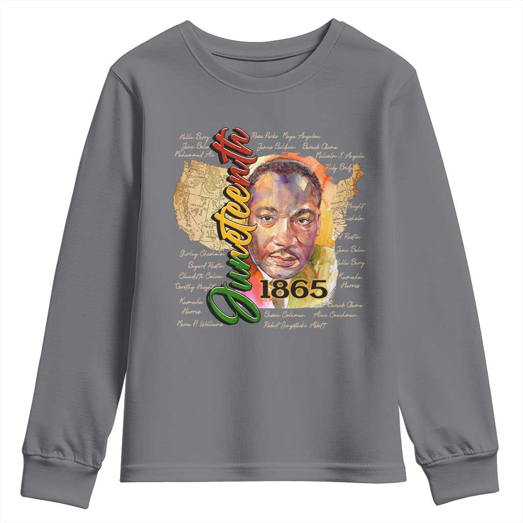 Juneteenth 1865 Youth Sweatshirt Black Leaders African American Heritage TS11 Charcoal Print Your Wear
