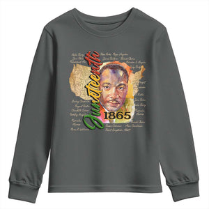 Juneteenth 1865 Youth Sweatshirt Black Leaders African American Heritage TS11 Dark Heather Print Your Wear