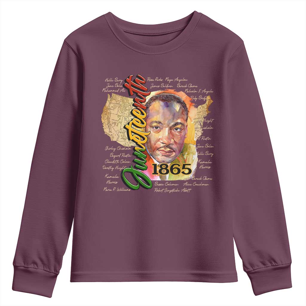 Juneteenth 1865 Youth Sweatshirt Black Leaders African American Heritage TS11 Maroon Print Your Wear