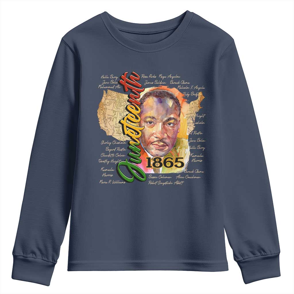 Juneteenth 1865 Youth Sweatshirt Black Leaders African American Heritage TS11 Navy Print Your Wear