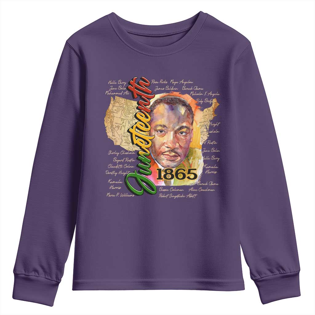 Juneteenth 1865 Youth Sweatshirt Black Leaders African American Heritage TS11 Purple Print Your Wear