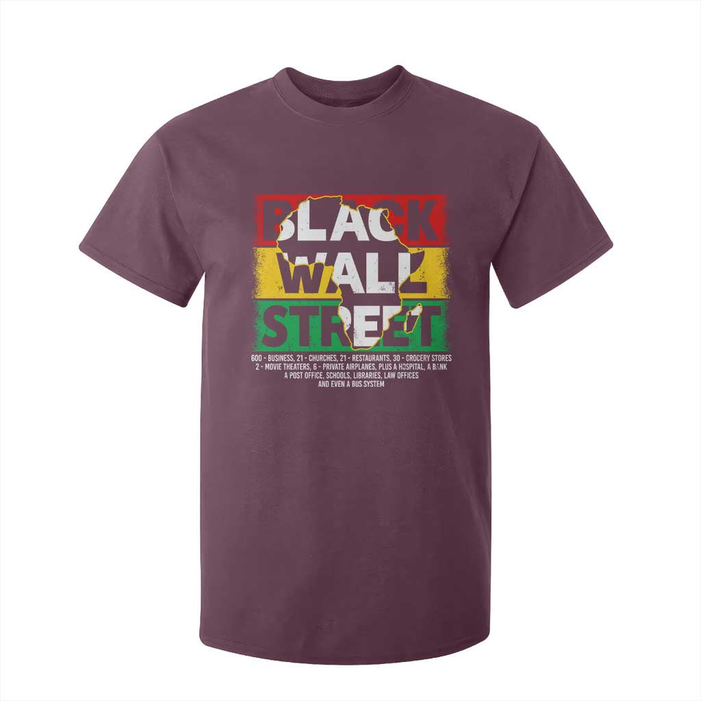 Black Wall Street T Shirt For Kid Tulsa Black History Month Africa Map TS11 Maroon Print Your Wear