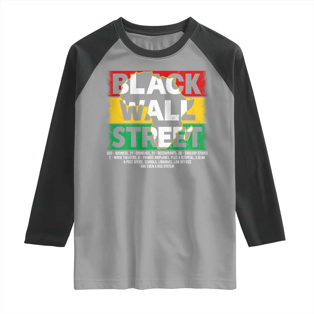 Black Wall Street Raglan Shirt Tulsa Black History Month Africa Map TS11 Sport Gray Black Print Your Wear