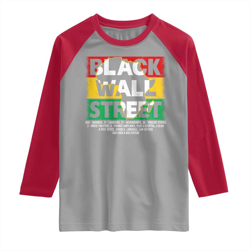 Black Wall Street Raglan Shirt Tulsa Black History Month Africa Map TS11 Sport Gray Red Print Your Wear