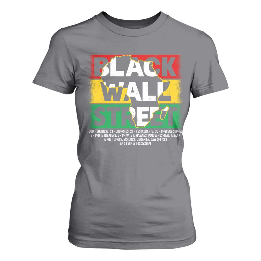 Black Wall Street T Shirt For Women Tulsa Black History Month Africa Map TS11 Charcoal Print Your Wear
