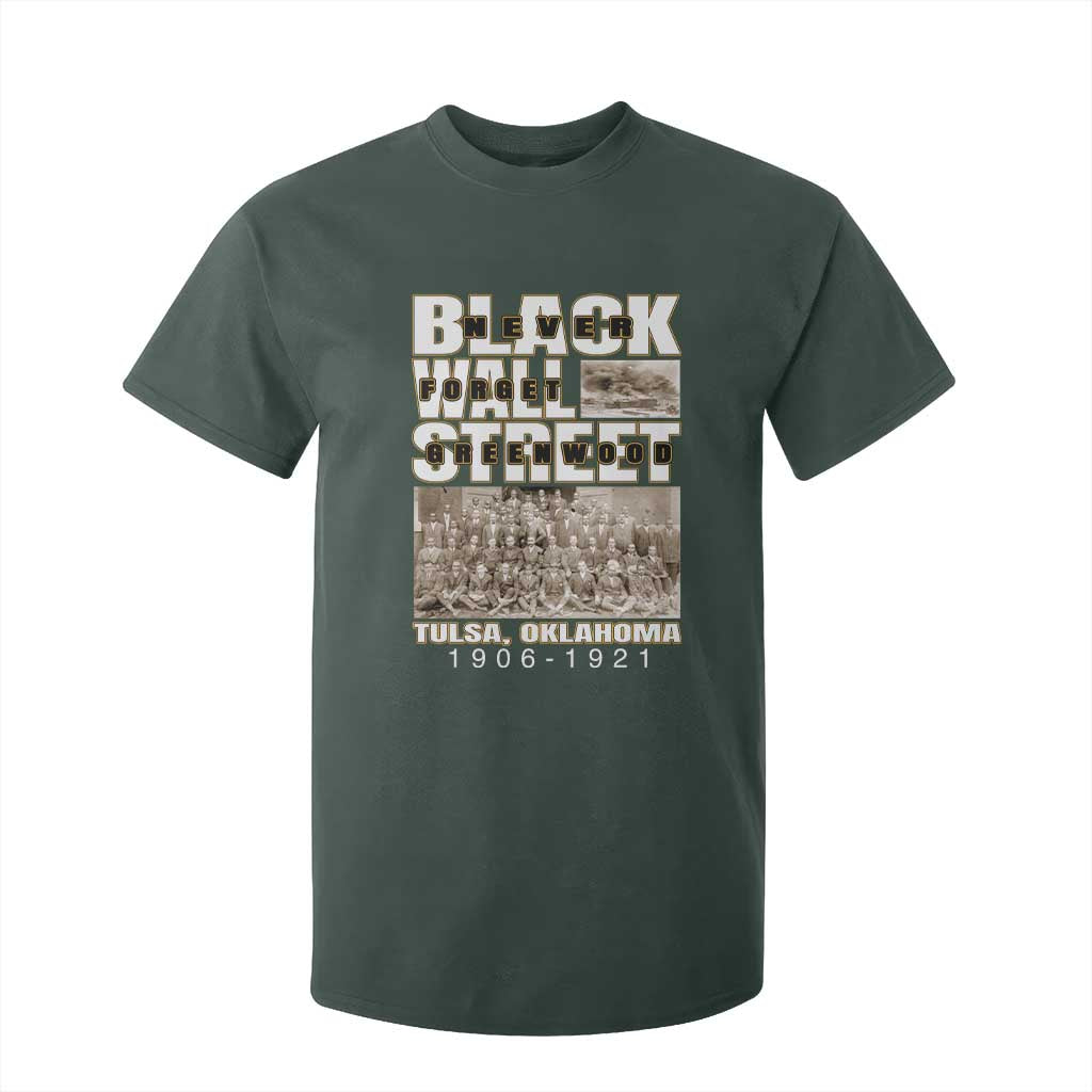 Never Forget Greenwood Black Wall Street T Shirt For Kid Black History Month TS11 Dark Forest Green Print Your Wear