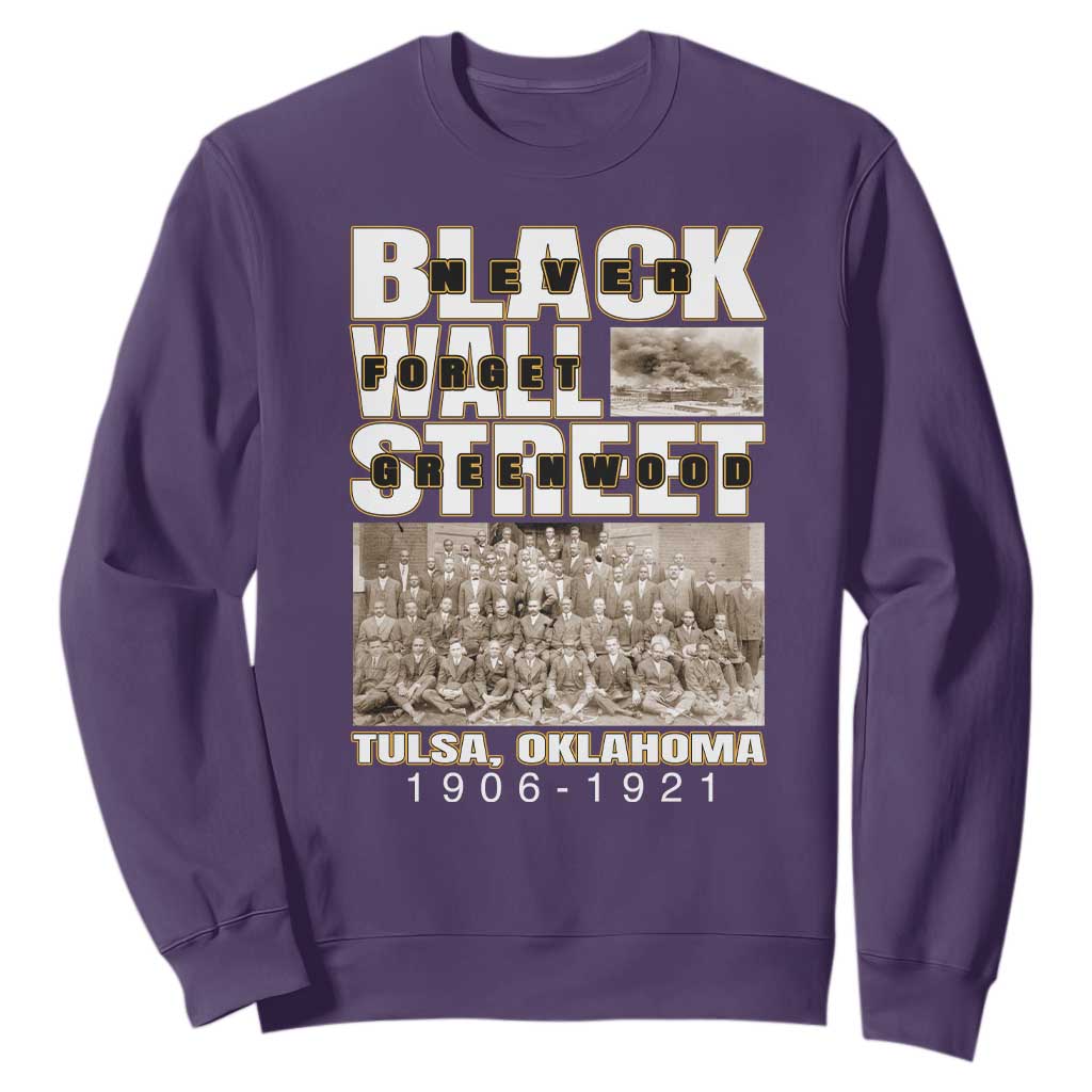 Never Forget Greenwood Black Wall Street Sweatshirt Black History Month TS11 Purple Print Your Wear