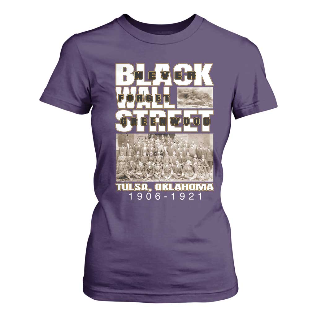 Never Forget Greenwood Black Wall Street T Shirt For Women Black History Month TS11 Purple Print Your Wear