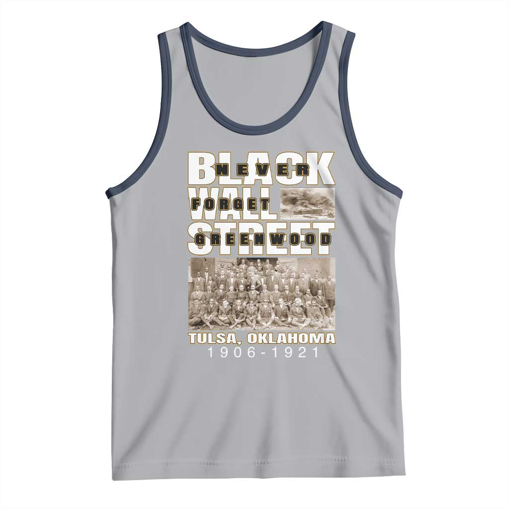 Never Forget Greenwood Black Wall Street Tank Top Black History Month TS11 Athletic Heather Navy Print Your Wear