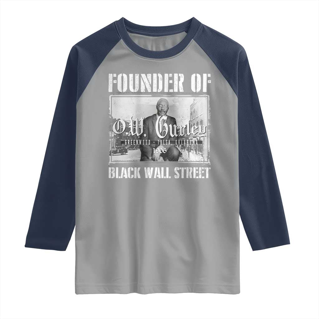Founder Of Black Wall Street O.W. Gurley Raglan Shirt Black History Month TS11 Sport Gray Navy Print Your Wear