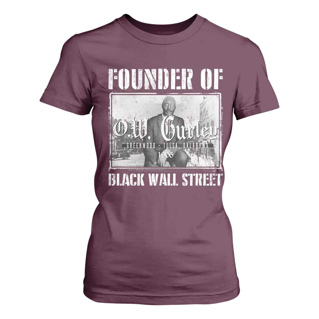 Founder Of Black Wall Street O.W. Gurley T Shirt For Women Black History Month TS11 Maroon Print Your Wear