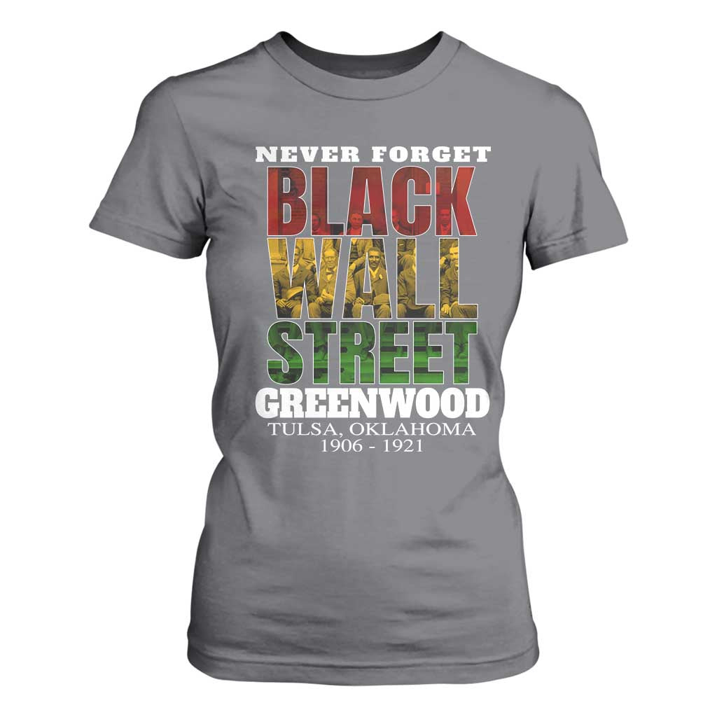 Never Forget Black Wall Street T Shirt For Women Tulsa Oklahoma Black History Month TS11 Charcoal Print Your Wear