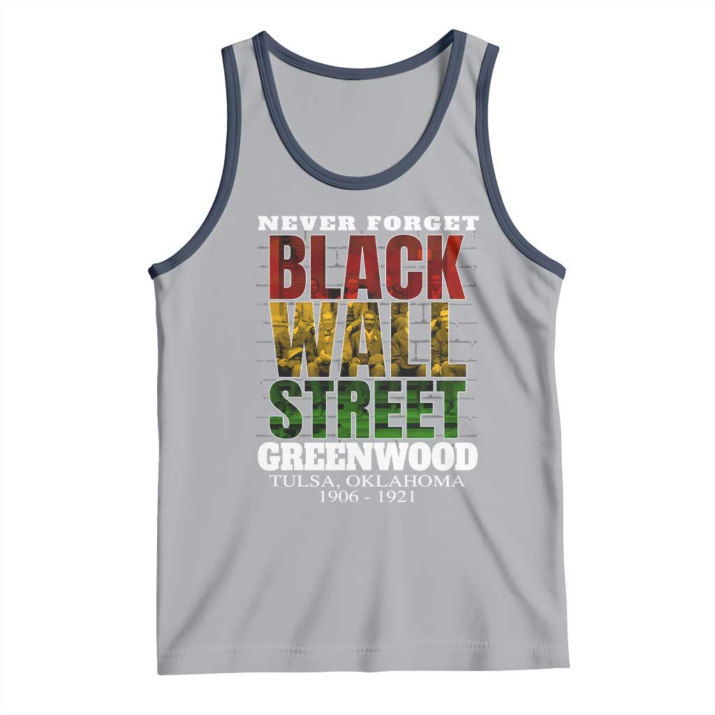 Never Forget Black Wall Street Tank Top Tulsa Oklahoma Black History Month TS11 Athletic Heather Navy Print Your Wear