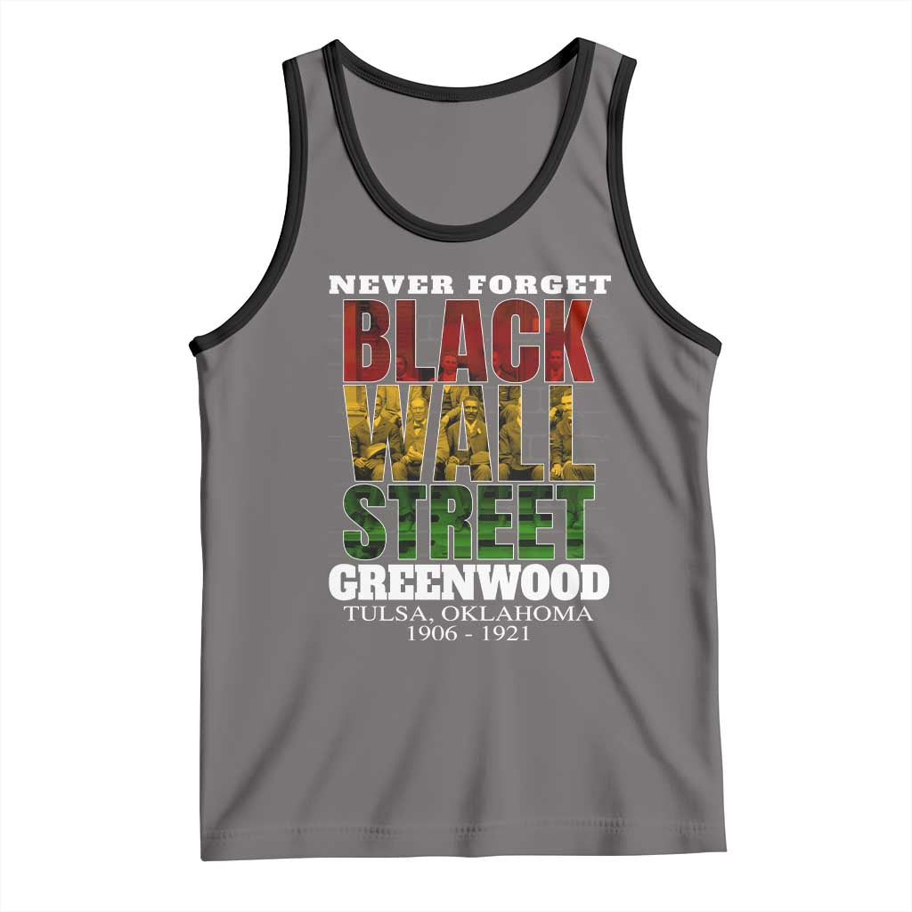 Never Forget Black Wall Street Tank Top Tulsa Oklahoma Black History Month TS11 Deep Heather Black Print Your Wear