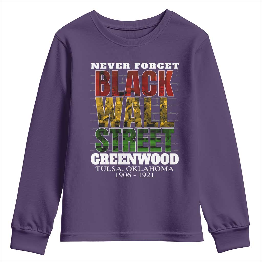 Never Forget Black Wall Street Youth Sweatshirt Tulsa Oklahoma Black History Month TS11 Purple Print Your Wear