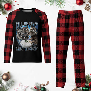 Call Me Ranch Cause I Be Dressing Plaid Pajama Set Funny Raccoon Meme TS11 Buffalo Plaid Print Your Wear