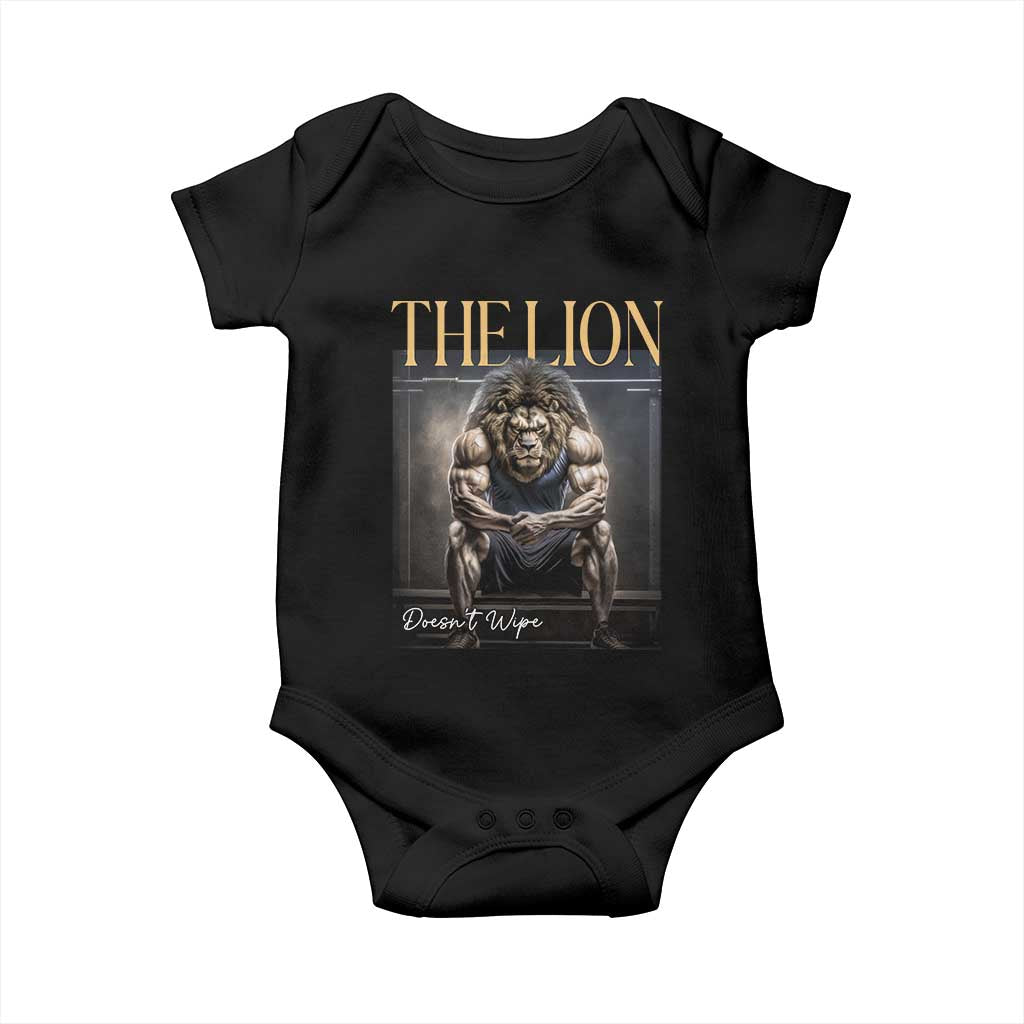 Funny The Lion Doesnt Wipe Baby Onesie Gen Z Joke Brainrot Raunchy Meme TS11 Black Print Your Wear