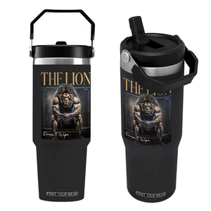 Funny The Lion Doesnt Wipe Flip Straw Tumbler Gen Z Joke Brainrot Raunchy Meme TS11 One Size: 30 oz Black Print Your Wear