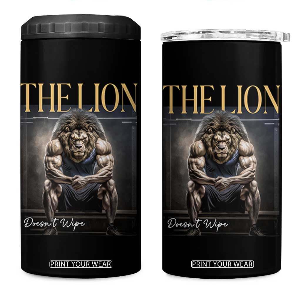 Funny The Lion Doesnt Wipe 4 in 1 Can Cooler Tumbler Gen Z Joke Brainrot Raunchy Meme TS11 One Size: 16 oz Black Print Your Wear