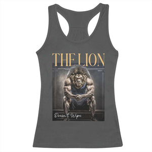 Funny The Lion Doesnt Wipe Racerback Tank Top Gen Z Joke Brainrot Raunchy Meme TS11 Dark Heather Print Your Wear