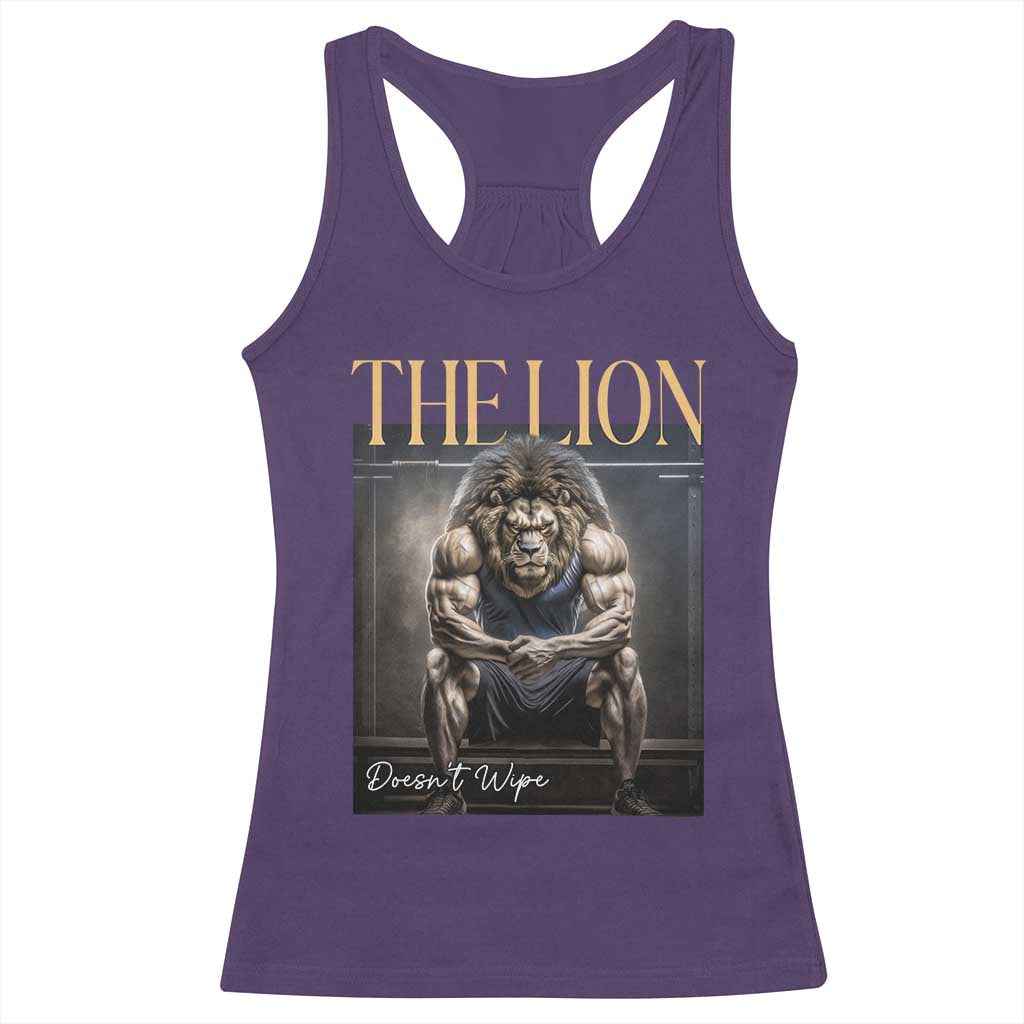Funny The Lion Doesnt Wipe Racerback Tank Top Gen Z Joke Brainrot Raunchy Meme TS11 Purple Print Your Wear