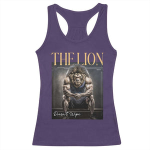 Funny The Lion Doesnt Wipe Racerback Tank Top Gen Z Joke Brainrot Raunchy Meme TS11 Purple Print Your Wear