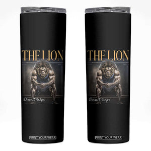 Funny The Lion Doesnt Wipe Skinny Tumbler Gen Z Joke Brainrot Raunchy Meme TS11 Black Print Your Wear