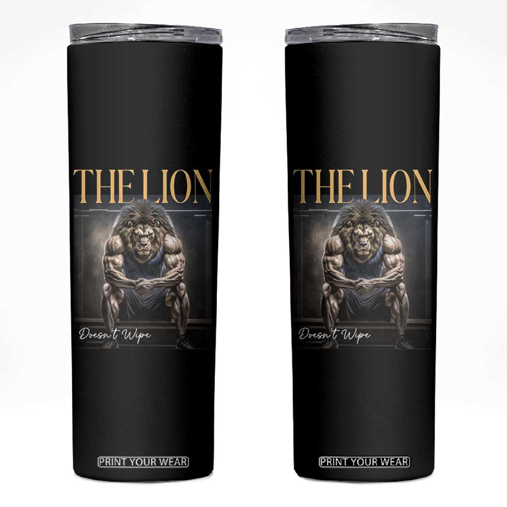 Funny The Lion Doesnt Wipe Skinny Tumbler Gen Z Joke Brainrot Raunchy Meme TS11 Black Print Your Wear