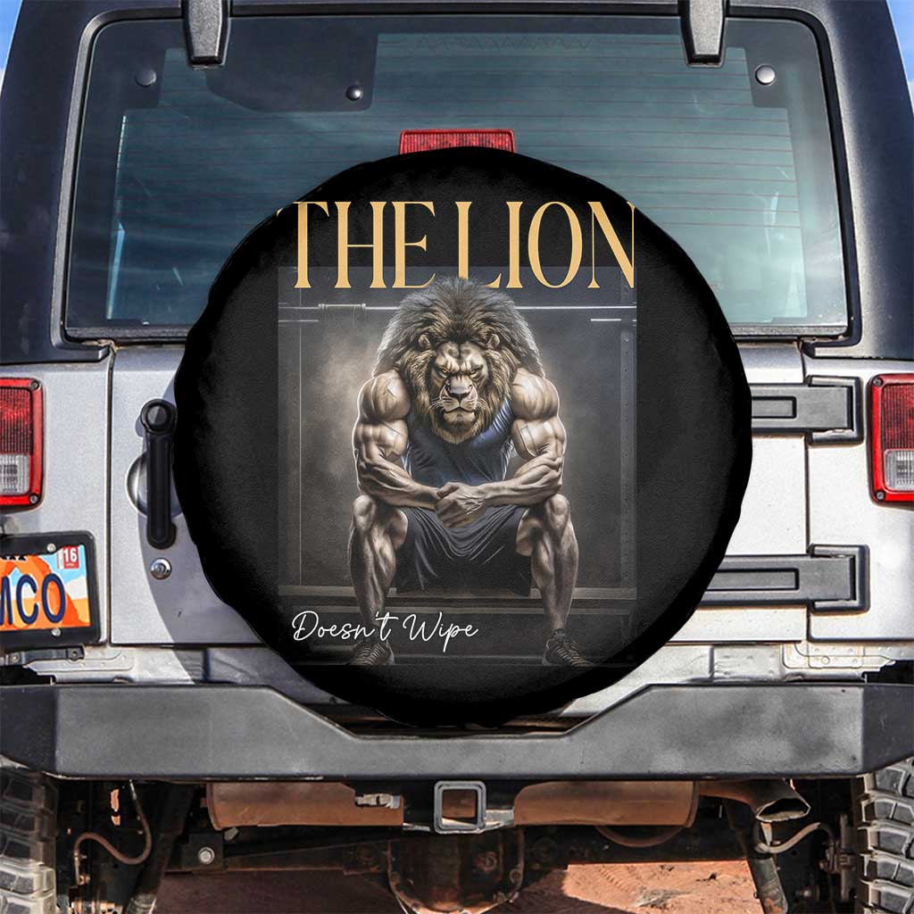 Funny The Lion Doesnt Wipe Spare Tire Cover Gen Z Joke Brainrot Raunchy Meme TS11 No hole Black Print Your Wear