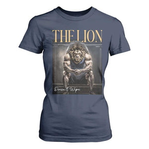 Funny The Lion Doesnt Wipe T Shirt For Women Gen Z Joke Brainrot Raunchy Meme TS11 Navy Print Your Wear